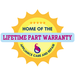 Appliance Care & Repair has a lifetime part guarantee.